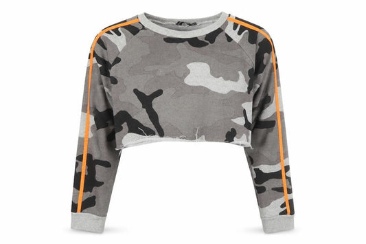 PRETTYLITTLETHING Womens Multicoloured Camouflage Cotton Pullover Sweatshirt Size 12 Pullover
