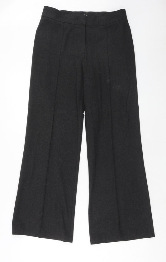 Per Una Womens Grey Polyester Trousers Size 10 Regular Hook & Eye