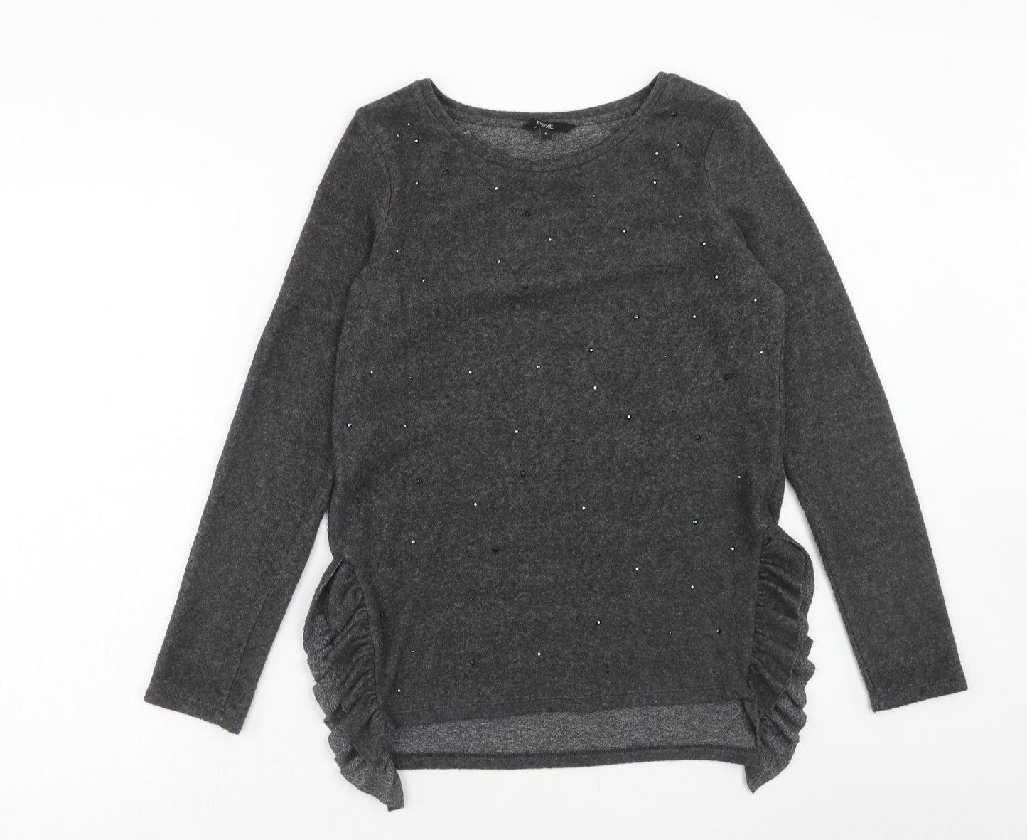 NEXT Womens Grey Boat Neck Polyester Pullover Jumper Size 8