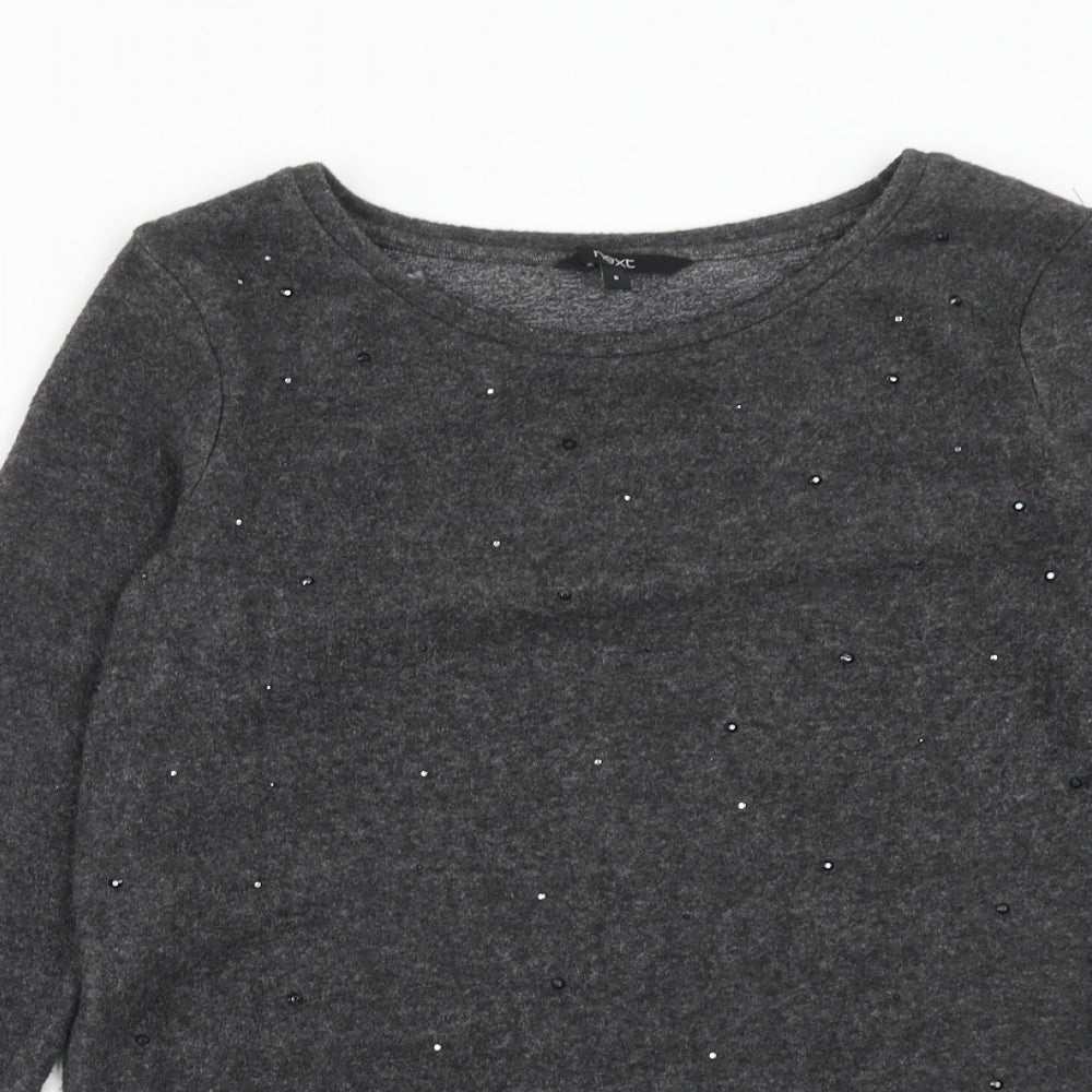 NEXT Womens Grey Boat Neck Polyester Pullover Jumper Size 8
