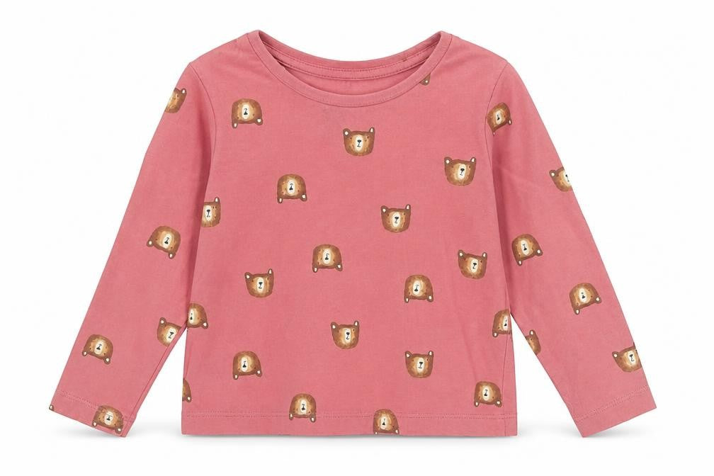 George Girls Pink Geometric Cotton Basic T-Shirt Size 2 Years Round Neck Pullover - 1.5-2 Years, Bear Print