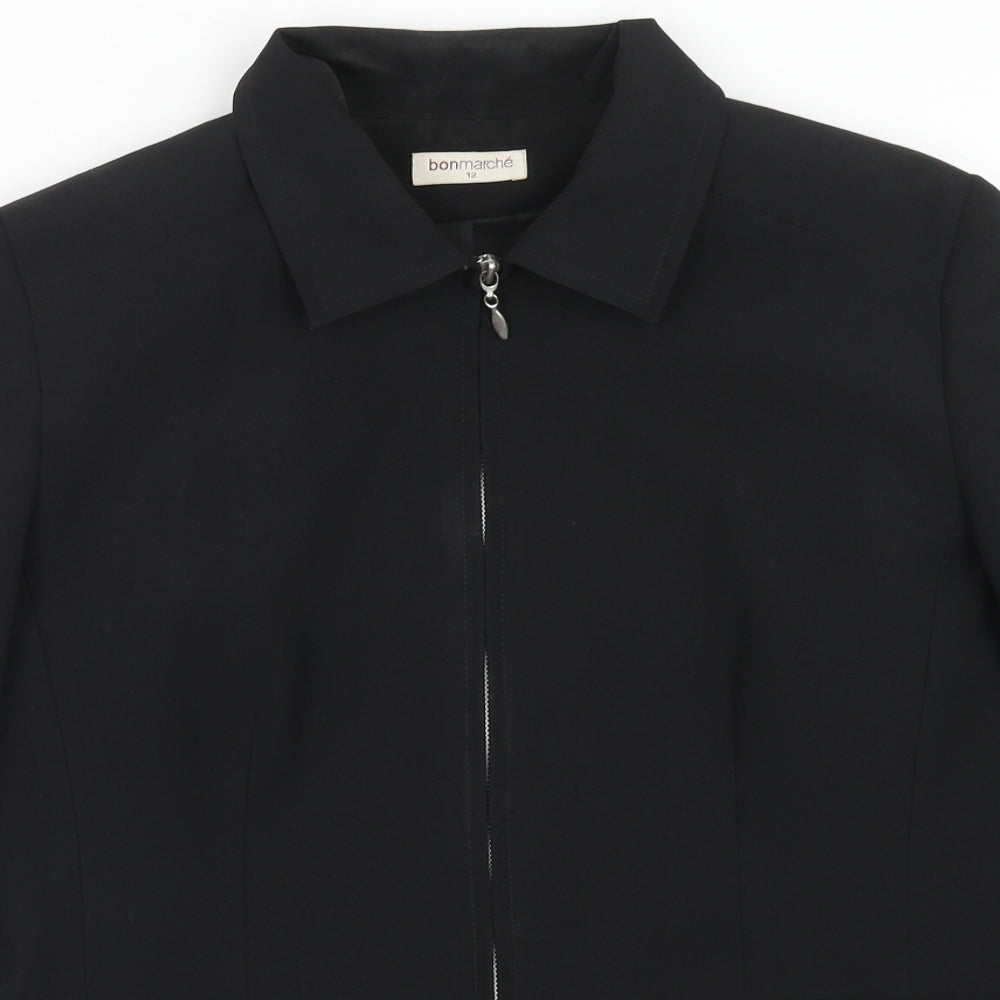 Bonmarché Womens Black Jacket Size 12 Zip