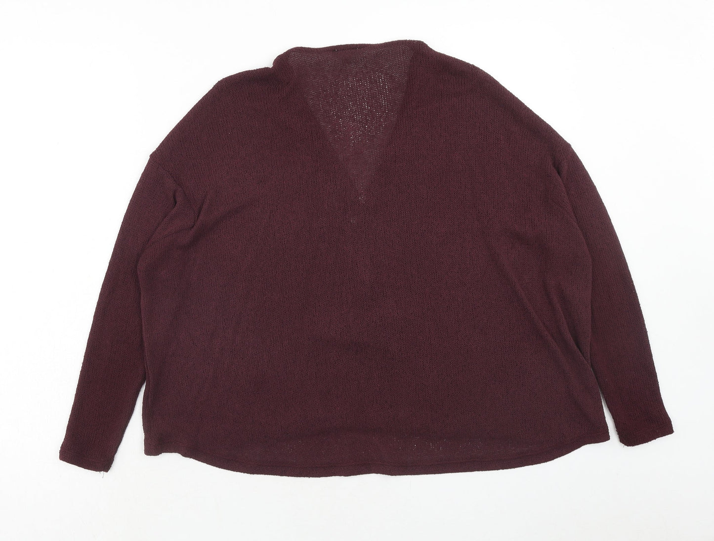 River Island Womens Purple V-Neck Viscose Pullover Jumper Size 12