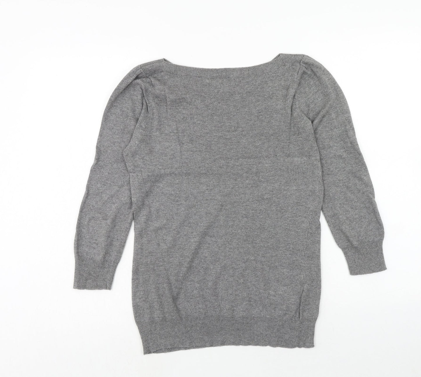 NEXT Womens Grey Boat Neck Cotton Pullover Jumper Size 8