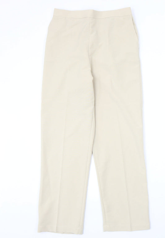 Preworn Womens Beige Polyester Trousers Size 14 Regular
