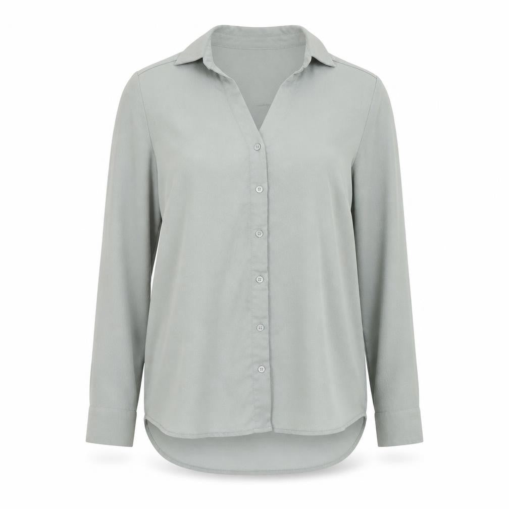 H&M Womens Green Polyester Basic Button-Up Size 6 Collared
