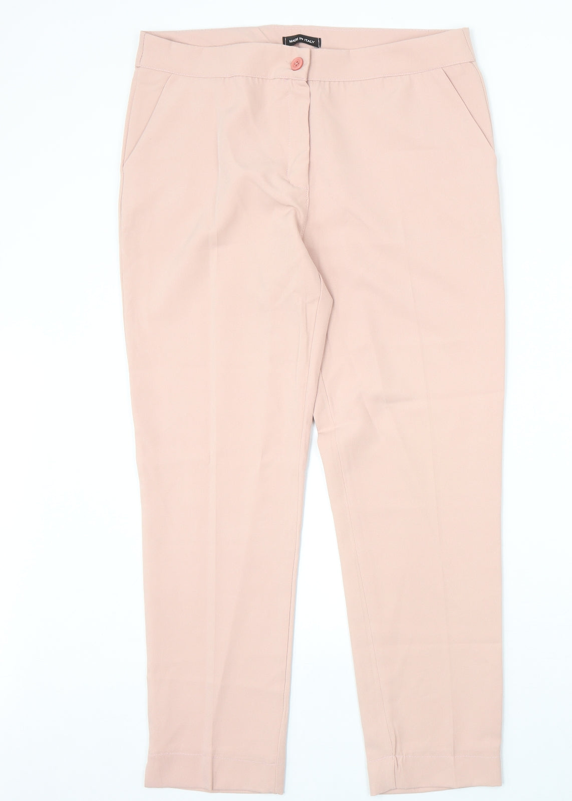 Made in Italy Womens Pink Polyester Chino Trousers Size 2XL Regular Zip