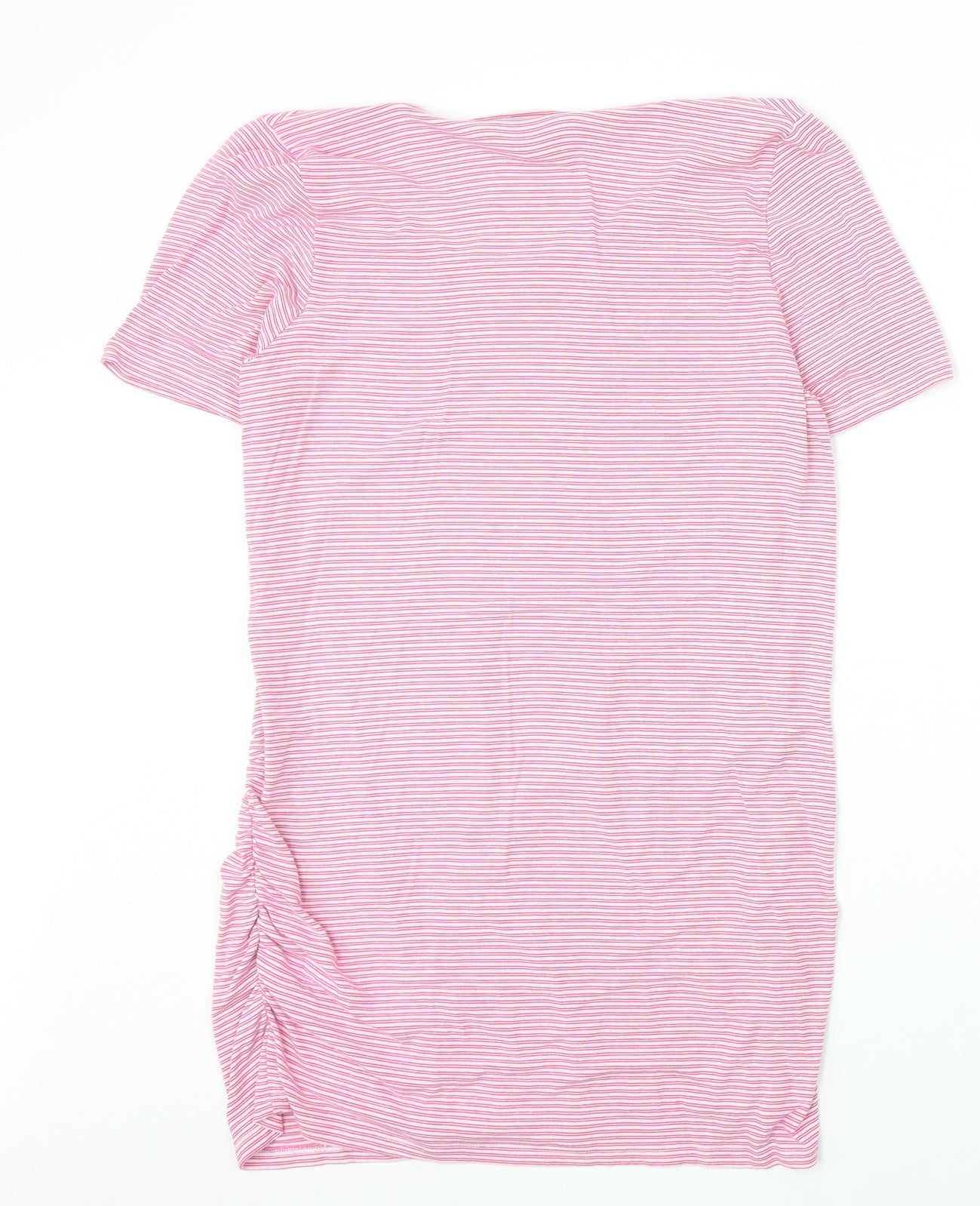 Blooming Marvellous Womens Pink Striped Viscose Basic T-Shirt Size L Boat Neck