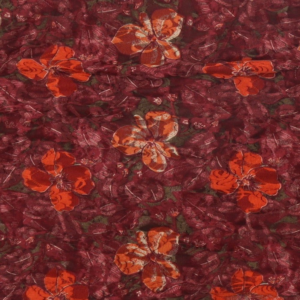 Klass Womens Red Floral Nylon Basic Blouse Size 2XL V-Neck