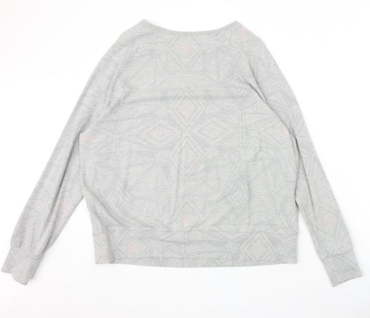 Maison De Nimes Womens Grey Geometric Cotton Pullover Sweatshirt Size 14 Pullover