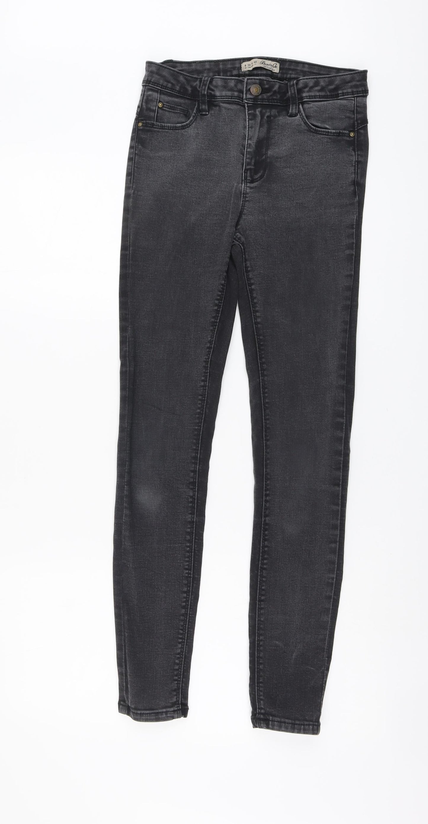 Denim & Co. Womens Grey Cotton Skinny Jeans Size 8 L28 in Regular Button - Colour muted on knee
