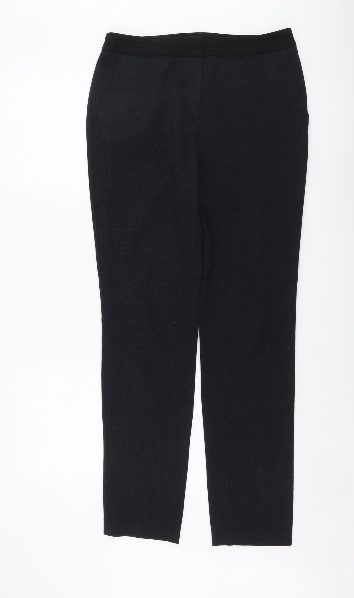 Papaya Womens Black Polyester Chino Trousers Size 10 L31 in Regular Button