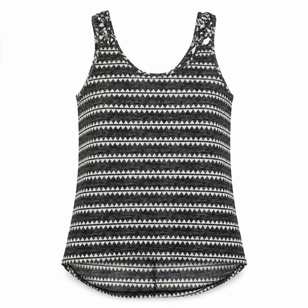 H&M Womens Black Geometric Polyester Basic Tank Size S Round Neck
