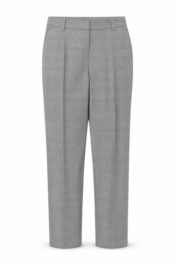 H&M Womens Grey Plaid Polyester Chino Trousers Size 6 L28 in Regular Hook & Eye