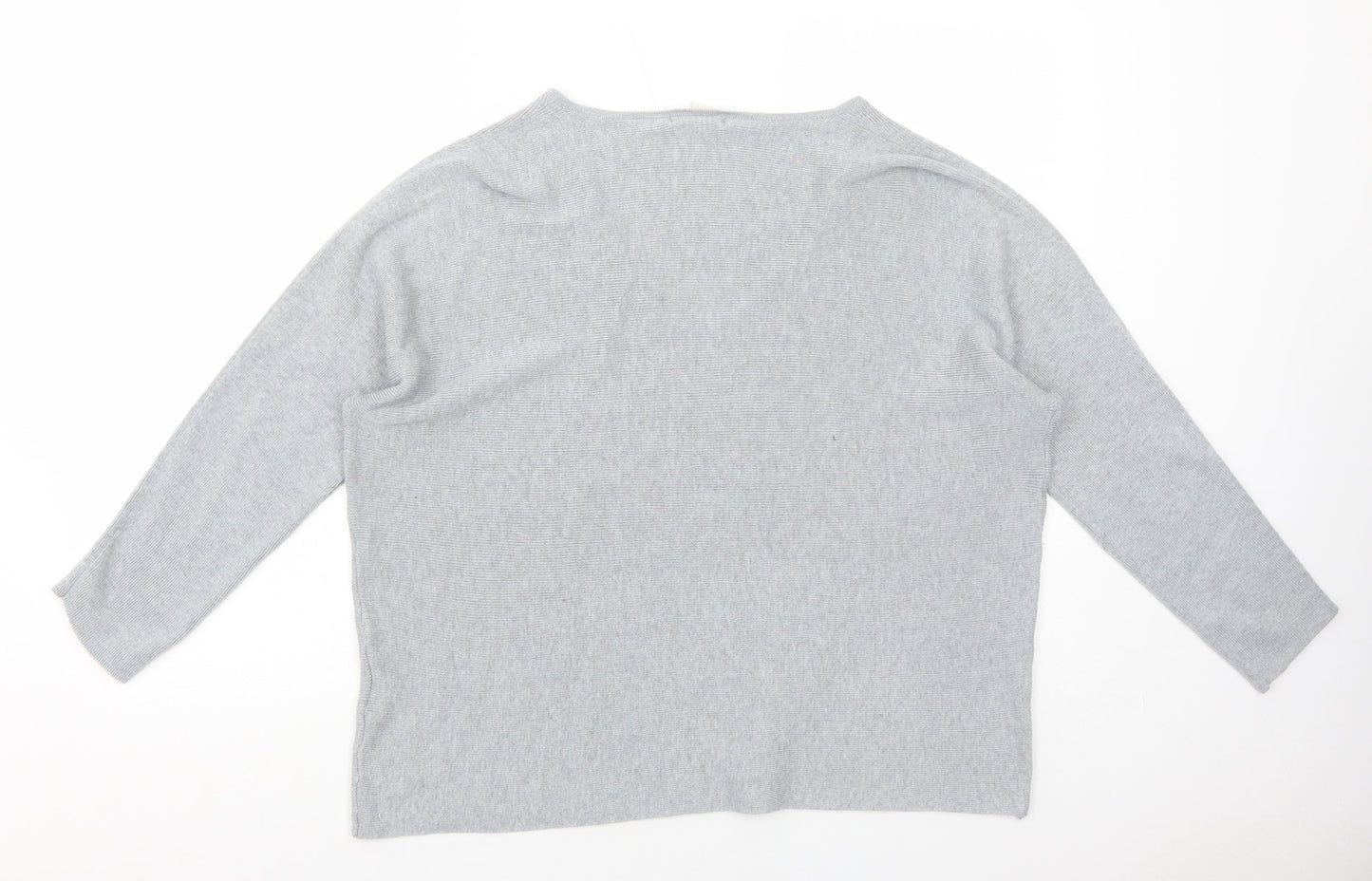 H&M Womens Grey V-Neck Polyester Pullover Jumper Size M