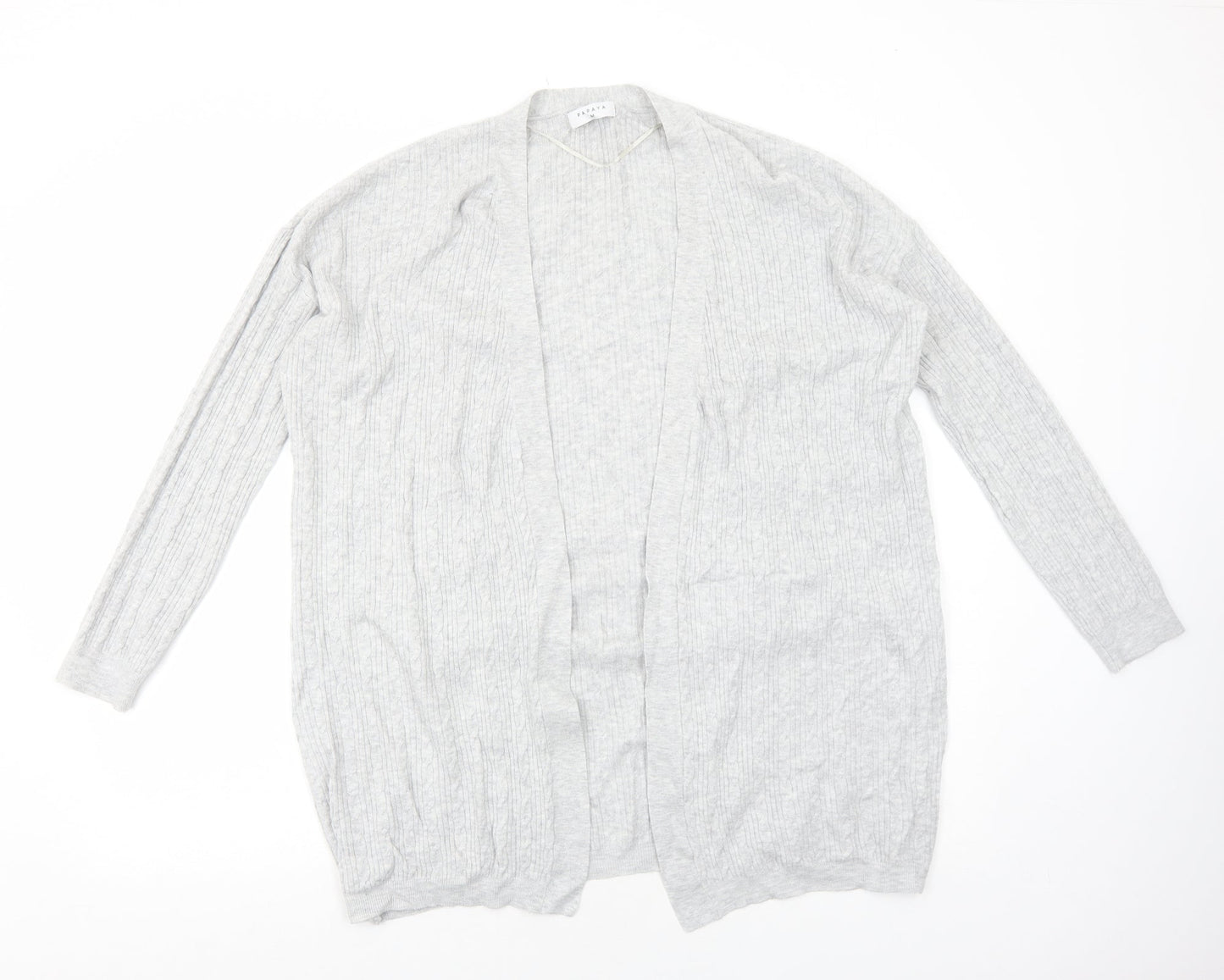 Papaya Womens Grey V-Neck Cotton Cardigan Jumper Size M