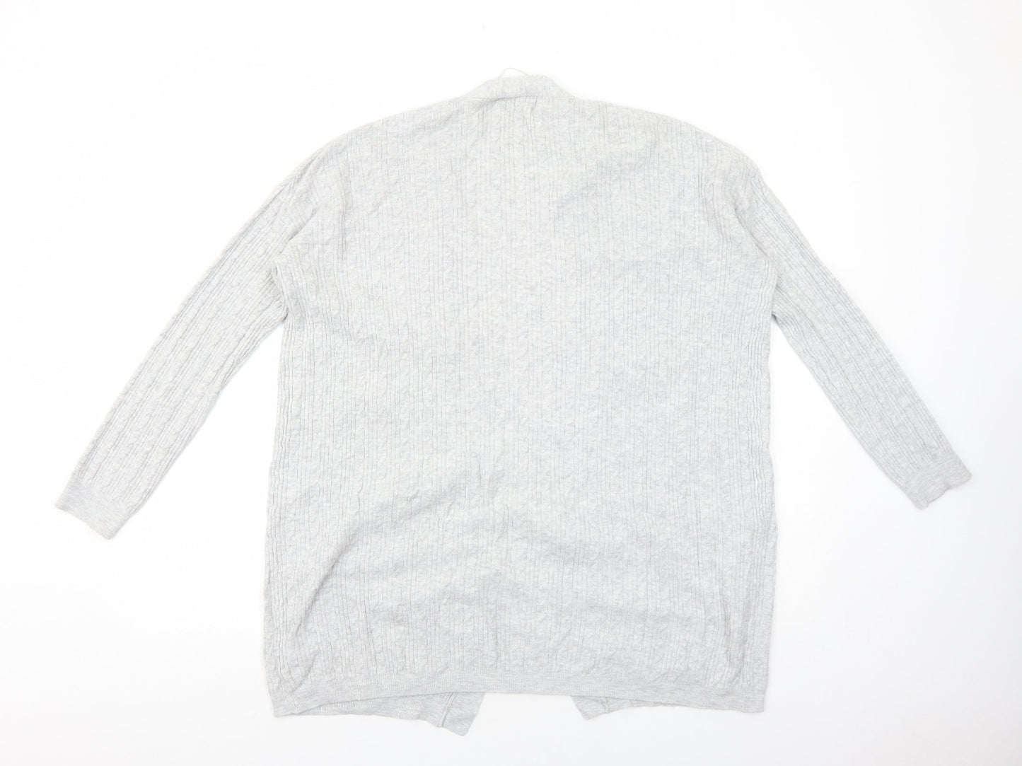 Papaya Womens Grey V-Neck Cotton Cardigan Jumper Size M