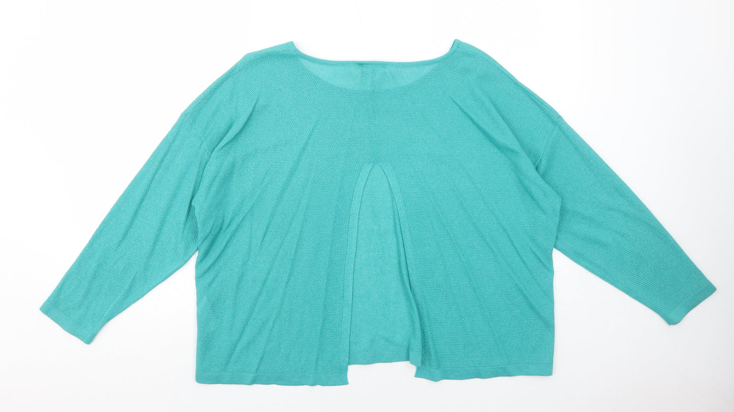 Monsoon Womens Green Viscose Basic Blouse Size 16 Boat Neck - Open Back