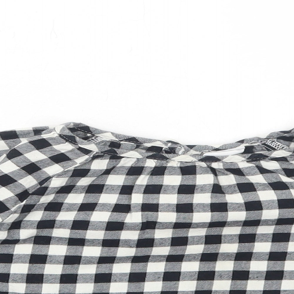 Gap Girls Black Check Cotton Basic Blouse Size 2 Years Round Neck Button