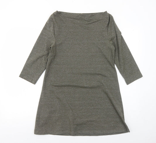 Topshop Womens Green Modal A-Line Size 12 Boat Neck Pullover