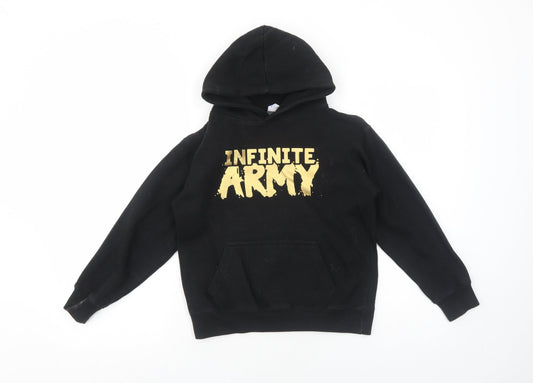Famona Boys Black Cotton Pullover Hoodie Size 7-8 Years Pullover - Infinite Army