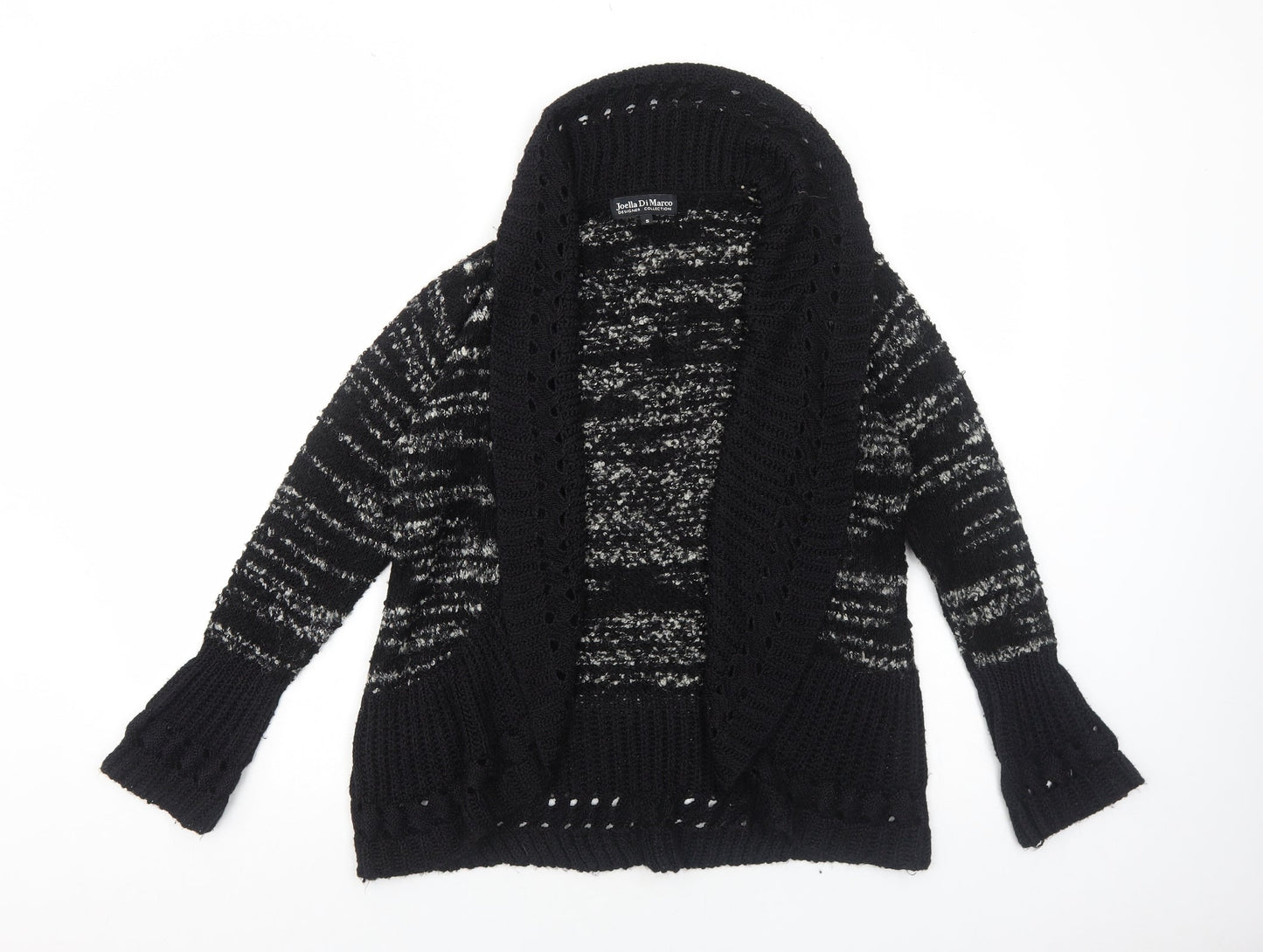 Joella Di Marco Womens Black Collared Acrylic Cardigan Jumper Size S