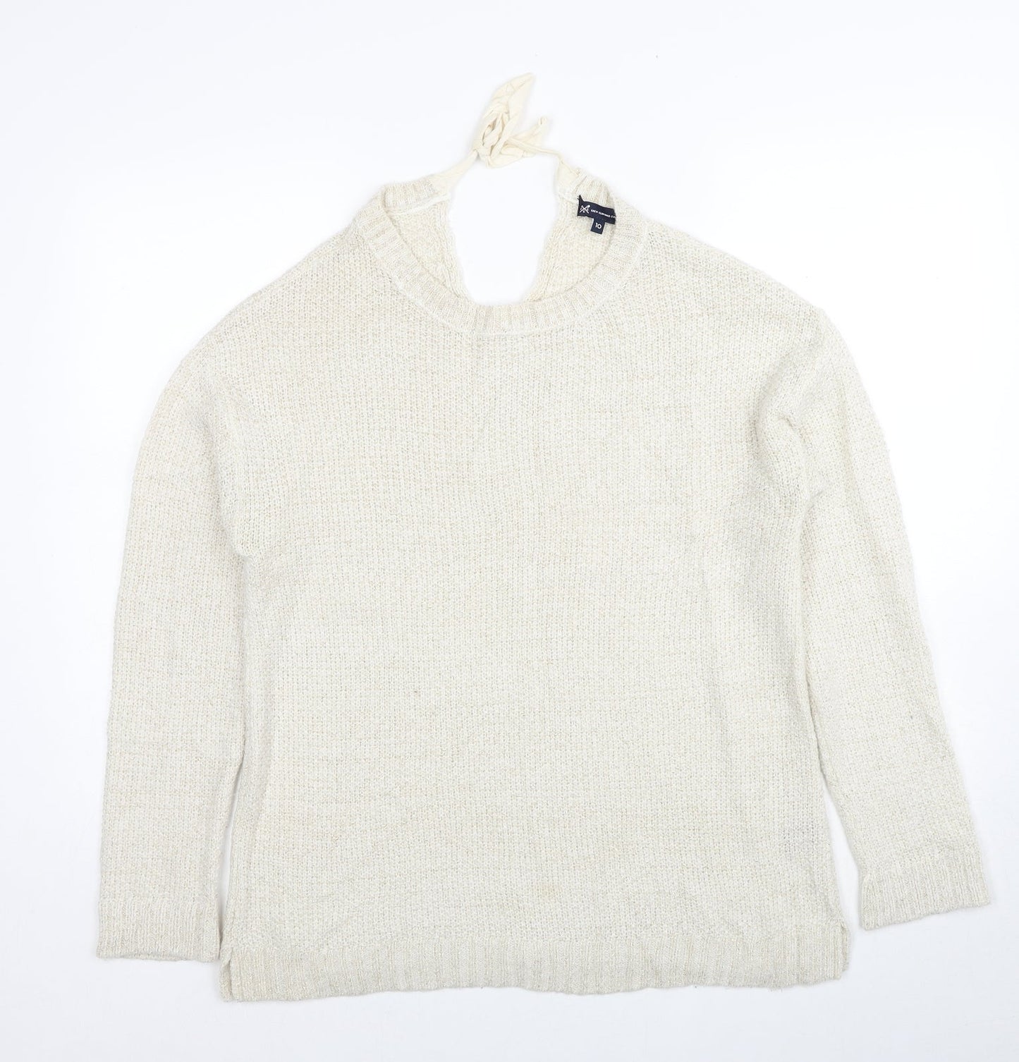 Crew Clothing Womens Ivory Round Neck Acrylic Pullover Jumper Size 10