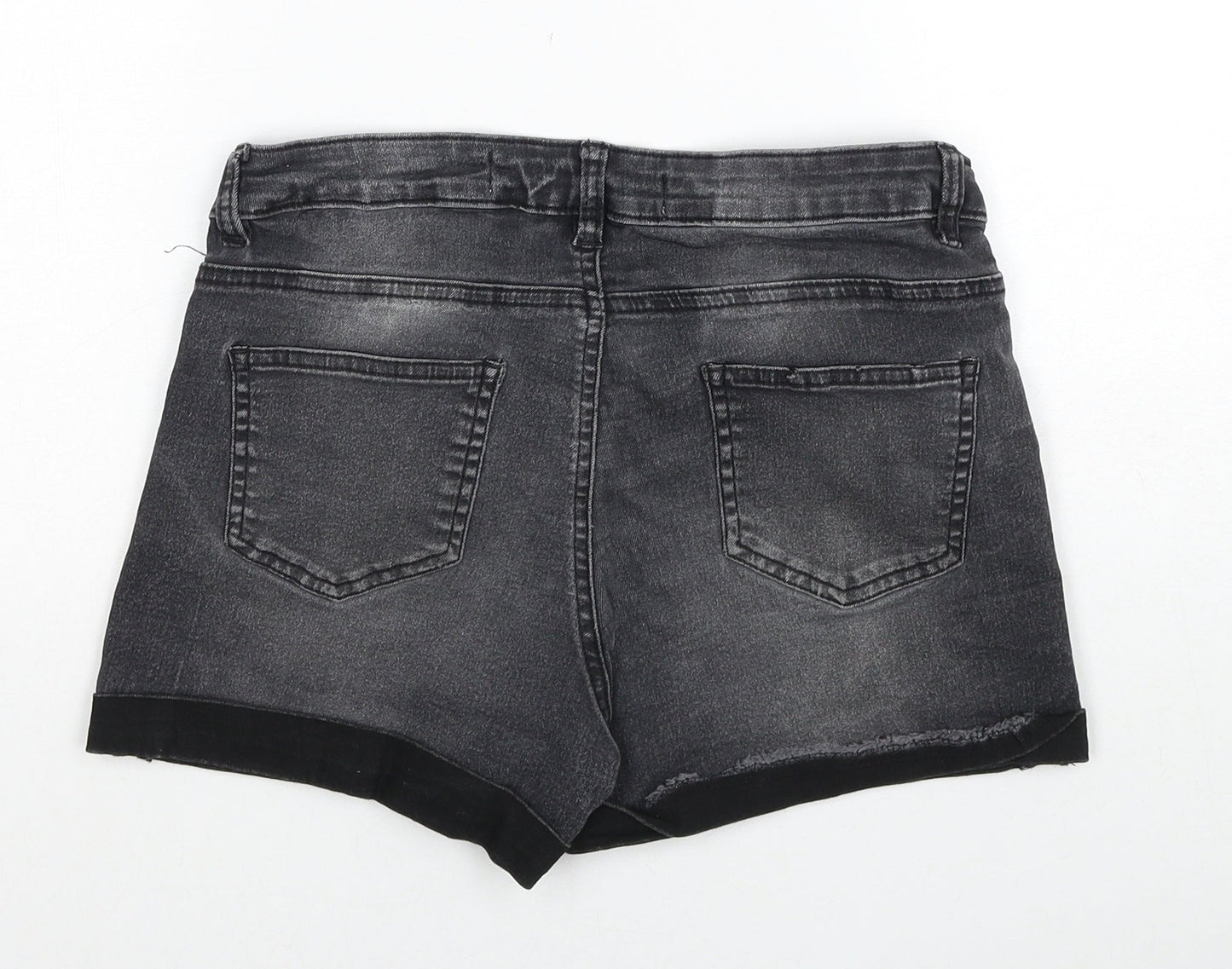Denim & Co. Womens Grey Cotton Hot Pants Shorts Size 10 Regular Zip