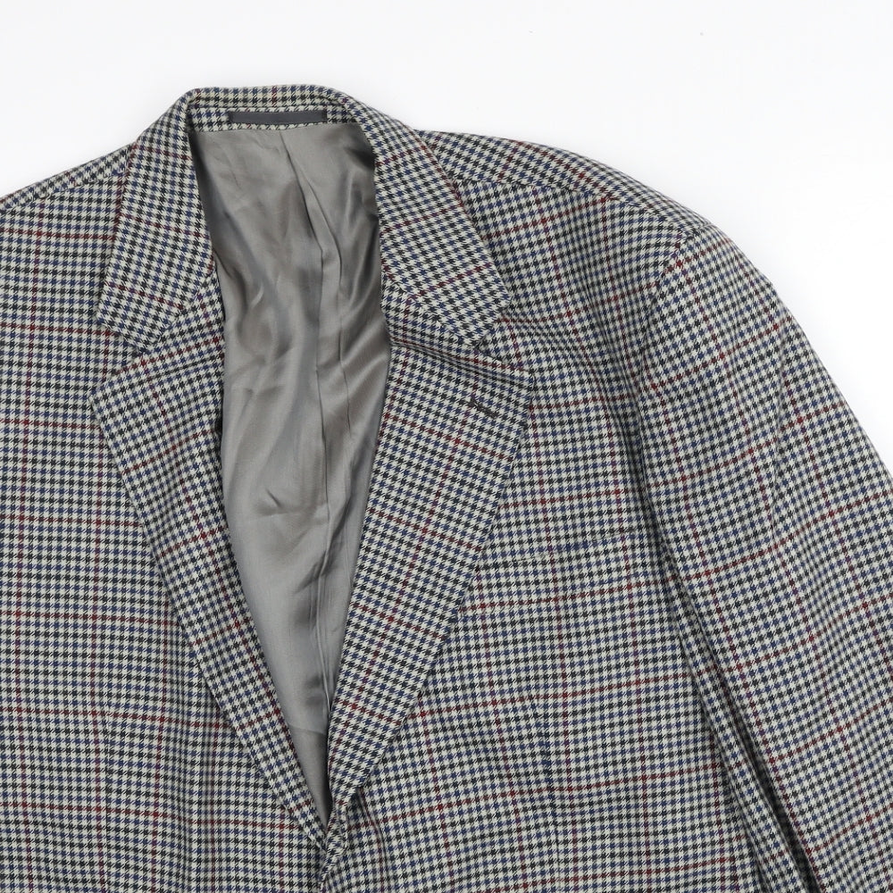 BHS Mens Grey Geometric Wool Jacket Blazer Size 44 Regular