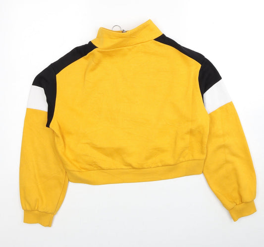 Divided by H&M Womens Yellow Colourblock Cotton Pullover Sweatshirt Size S Pullover