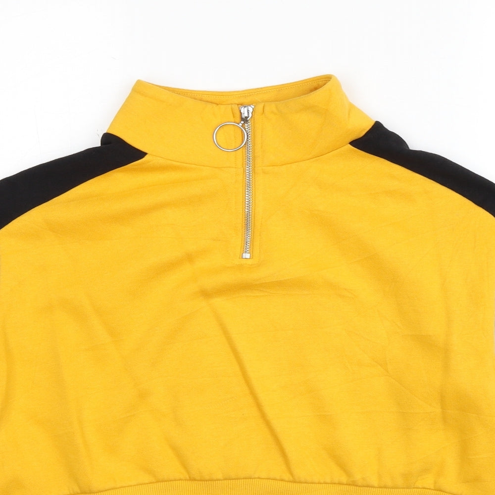 Divided by H&M Womens Yellow Colourblock Cotton Pullover Sweatshirt Size S Pullover