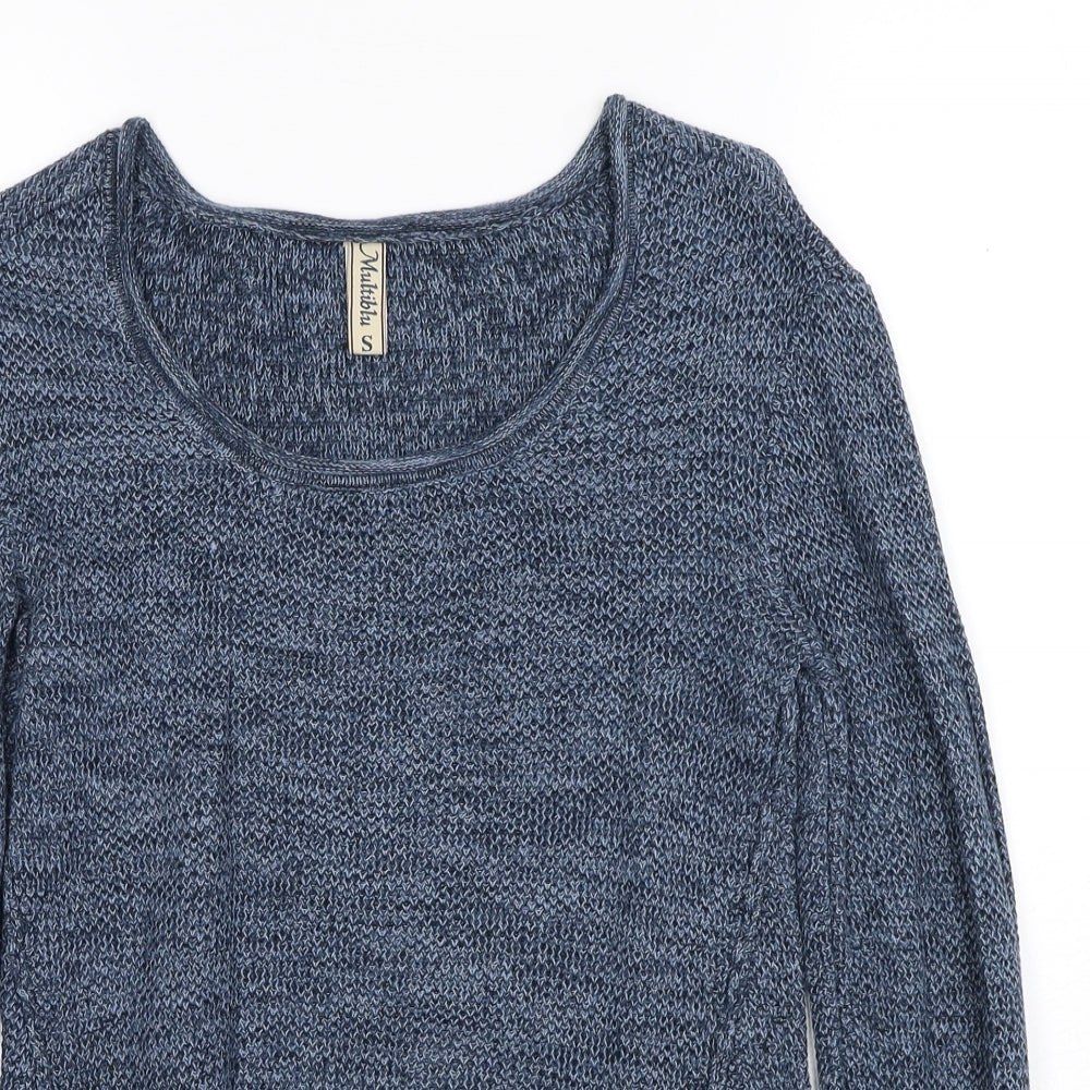 Multiblu Womens Blue Scoop Neck Cotton Pullover Jumper Size S