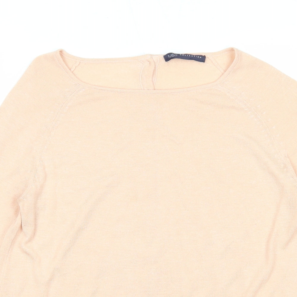 Marks and Spencer Womens Pink Round Neck Acrylic Pullover Jumper Size 10