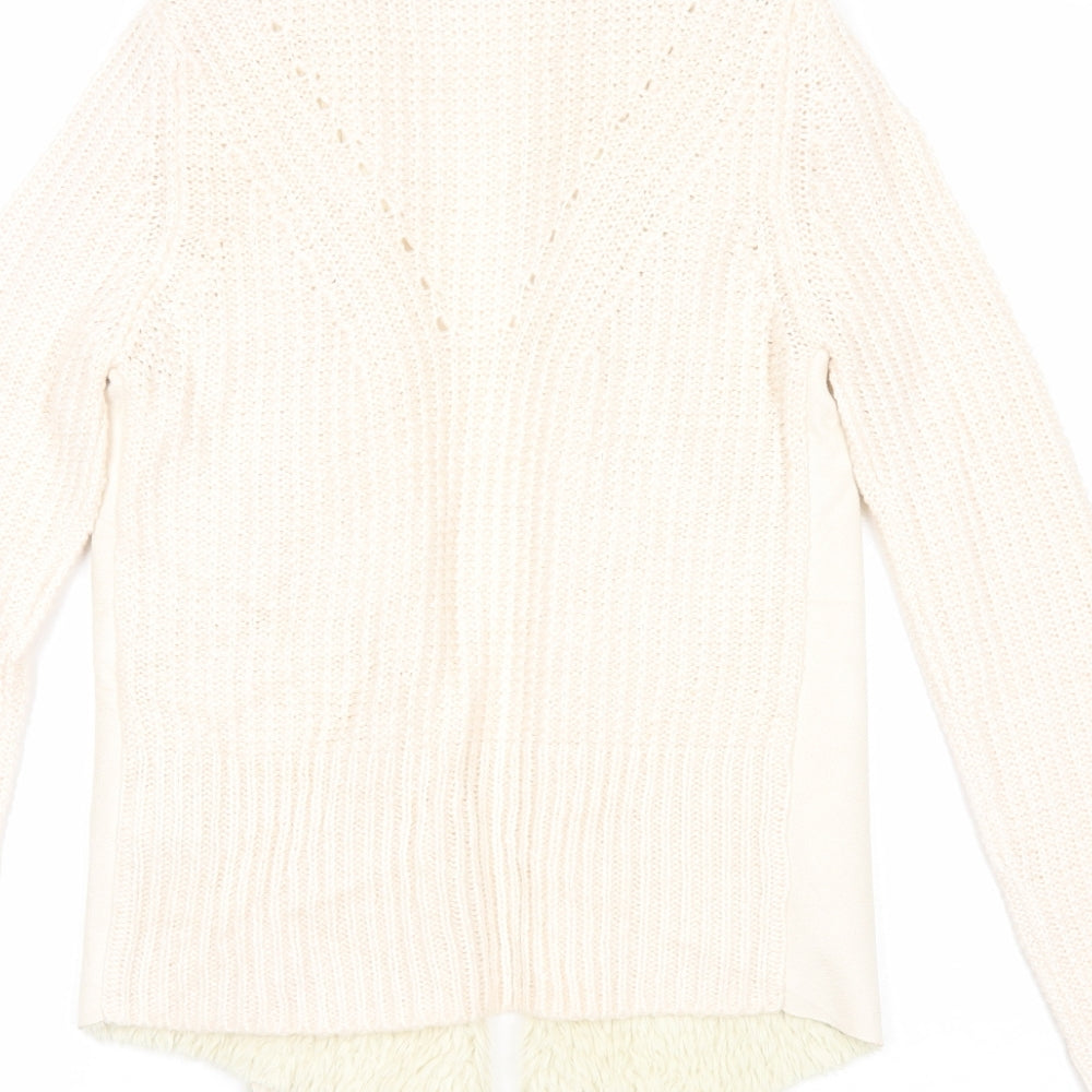 Marks and Spencer Womens Ivory V-Neck Acrylic Cardigan Jumper Size S