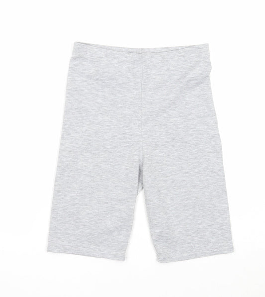 Boohoo Womens Grey Polyester Compression Shorts Size 8 Regular Pull On