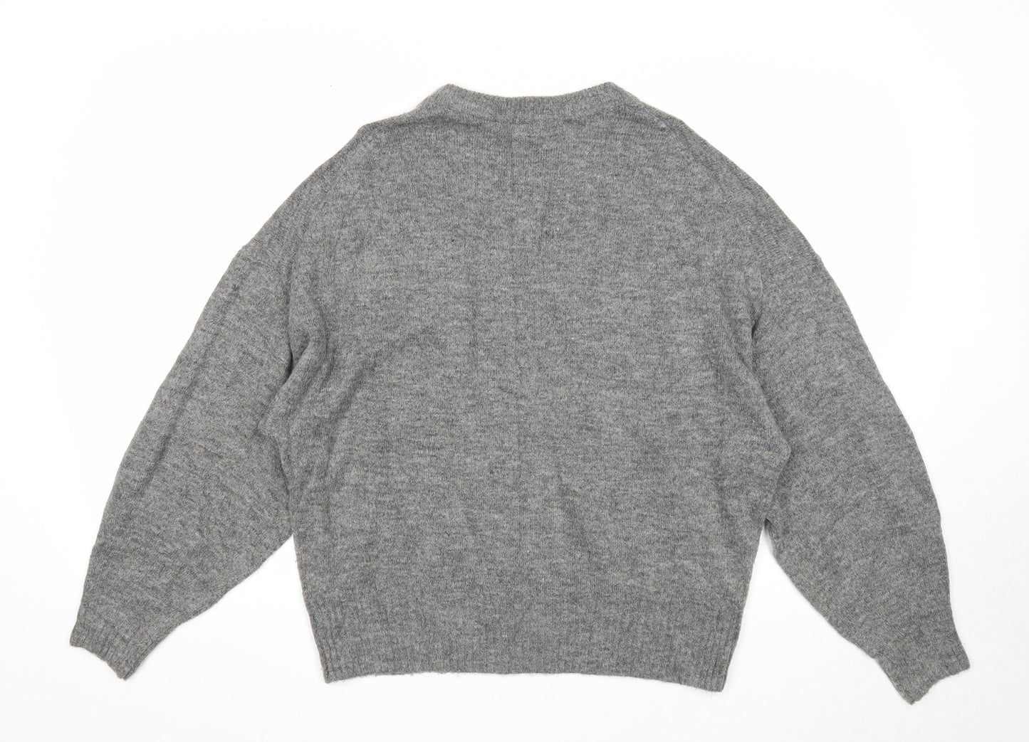 H&M Womens Grey Round Neck Acrylic Pullover Jumper Size M