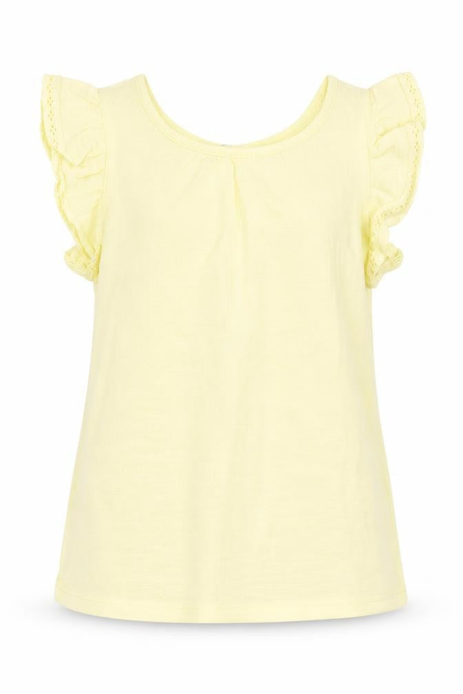 TU Girls Yellow Cotton Basic Tank Size 5-6 Years Round Neck Button