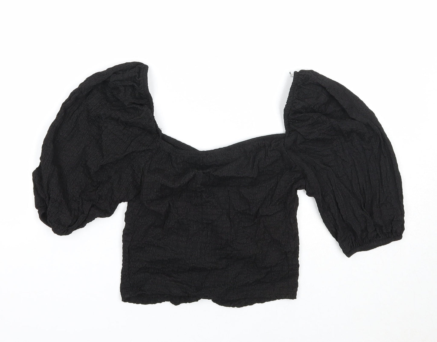 Stradivarius Womens Black Polyester Basic Tank Size L Square Neck