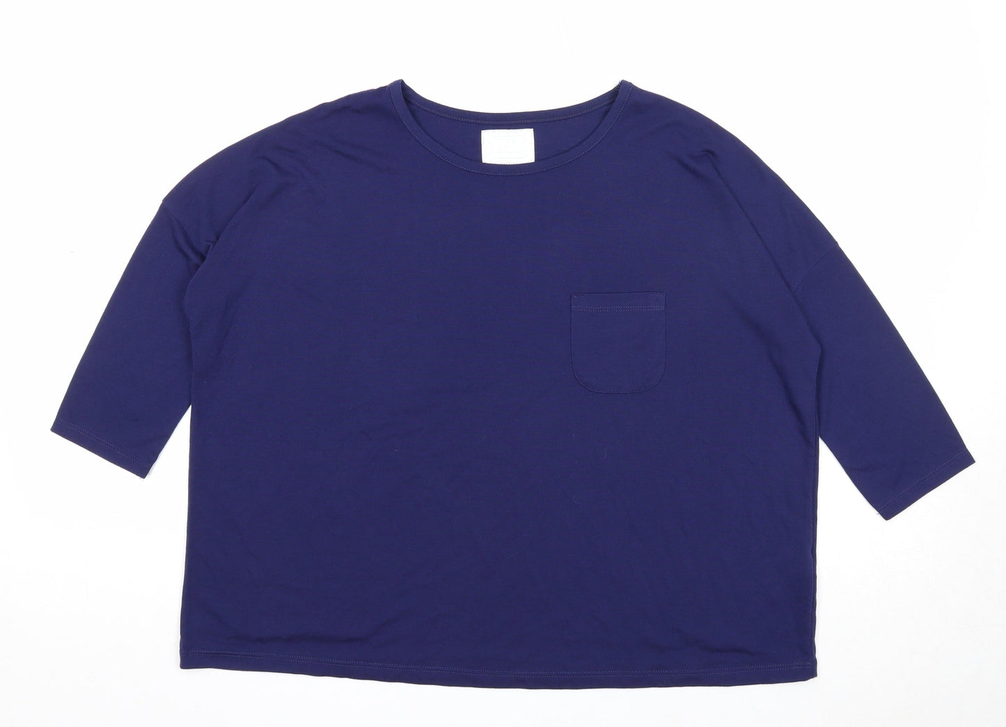 Preworn Womens Blue Polyester Basic T-Shirt Size S Round Neck