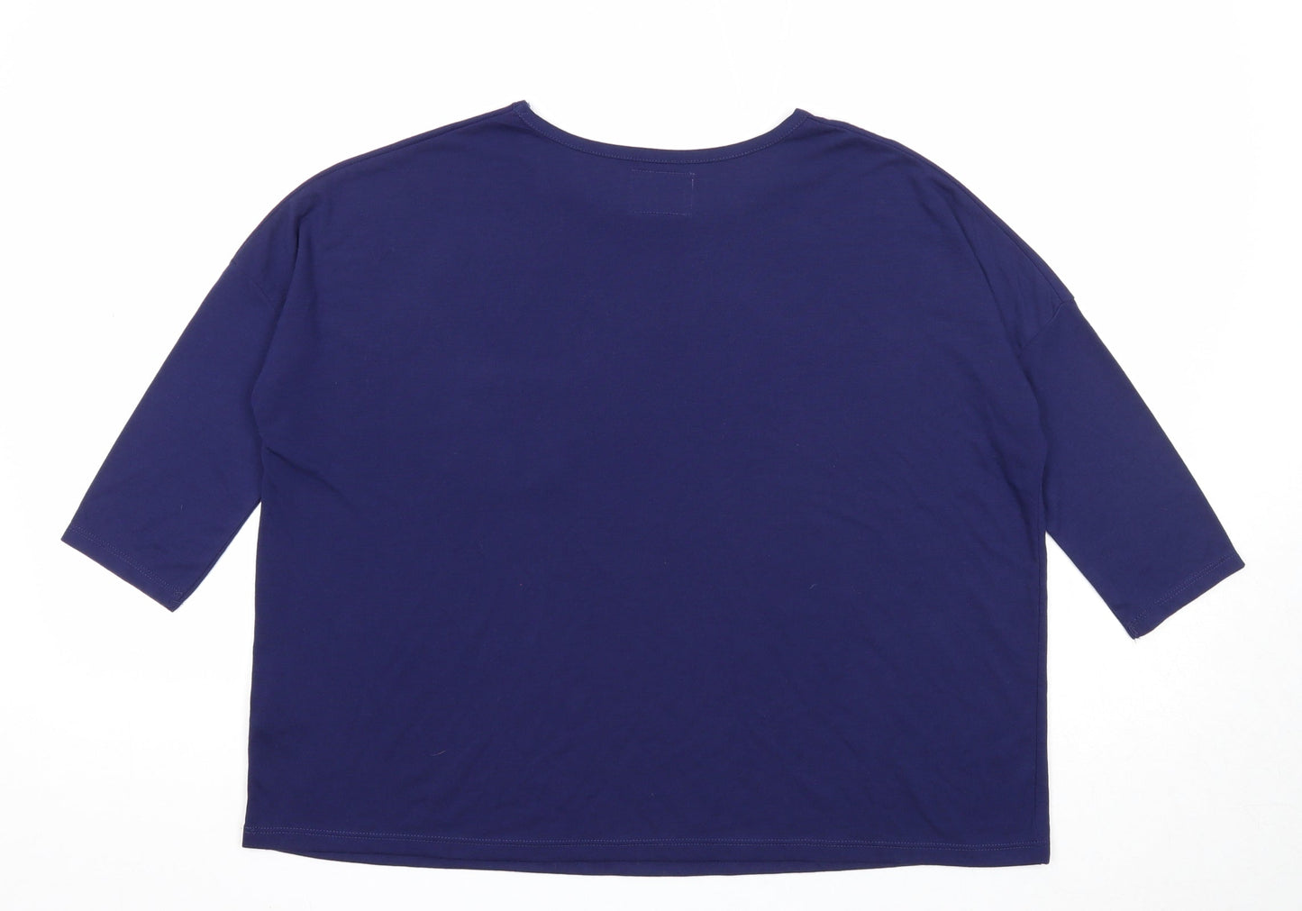 Preworn Womens Blue Polyester Basic T-Shirt Size S Round Neck