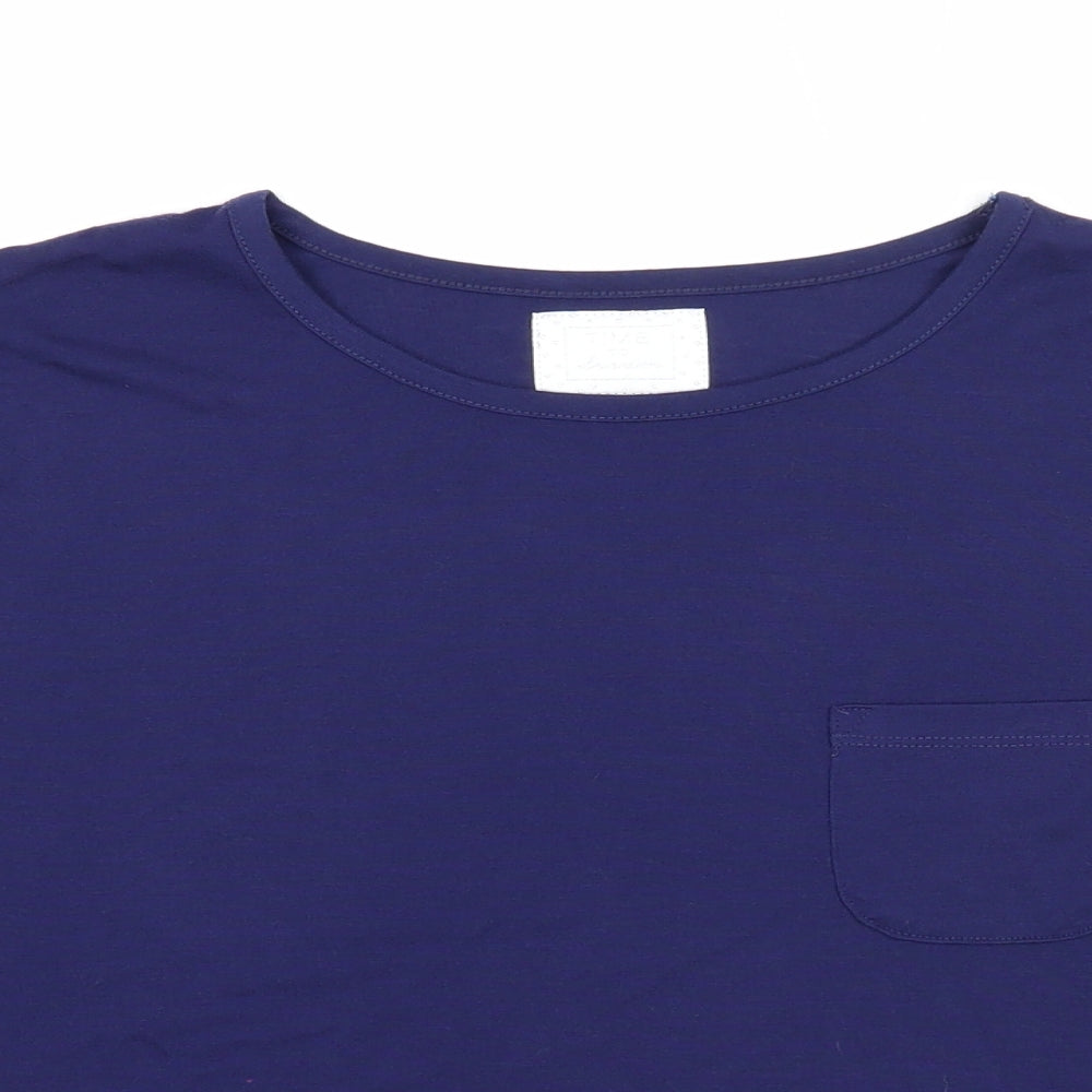Preworn Womens Blue Polyester Basic T-Shirt Size S Round Neck