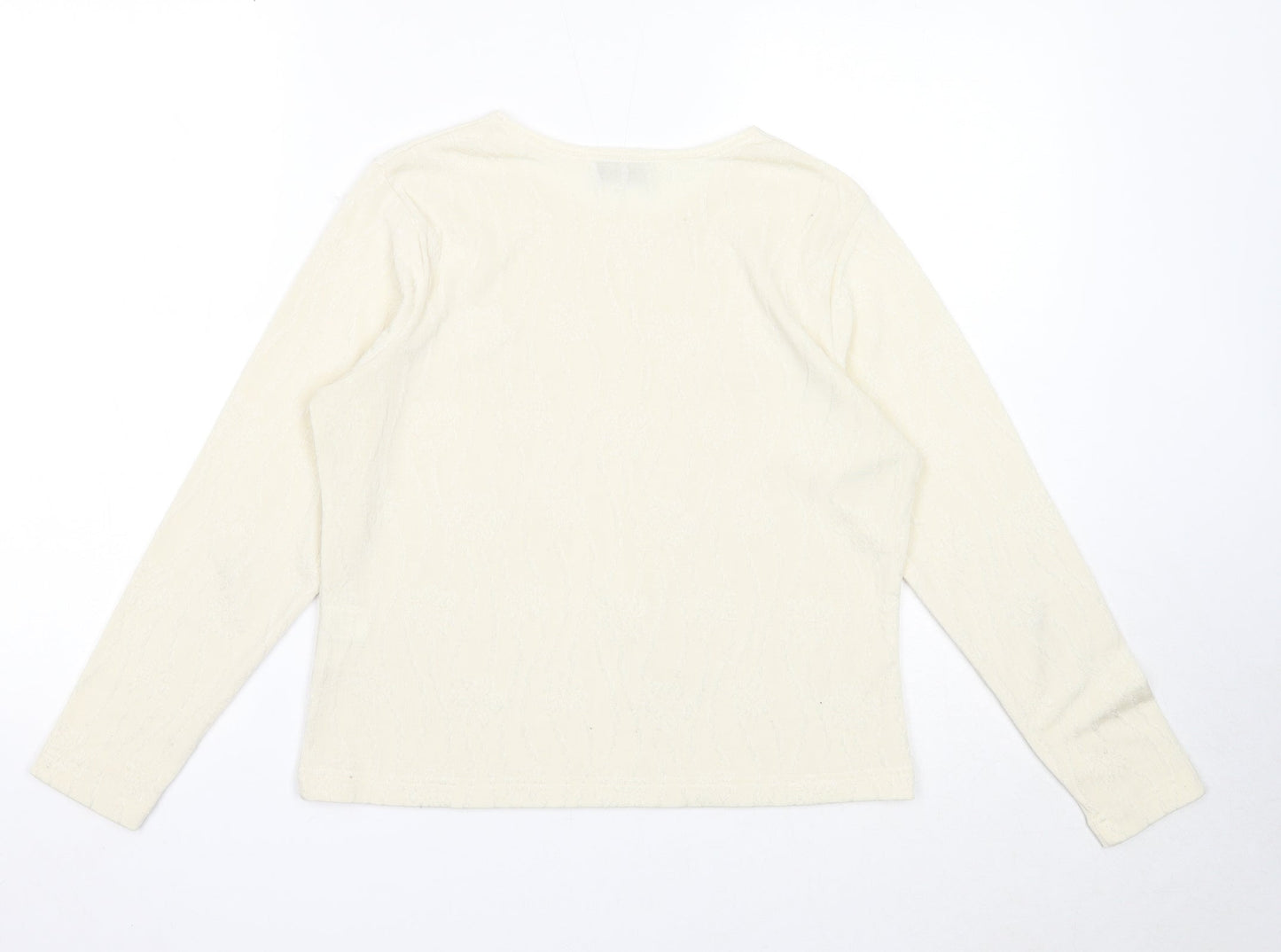 Emreco Womens White Round Neck Polyester Pullover Jumper Size 12