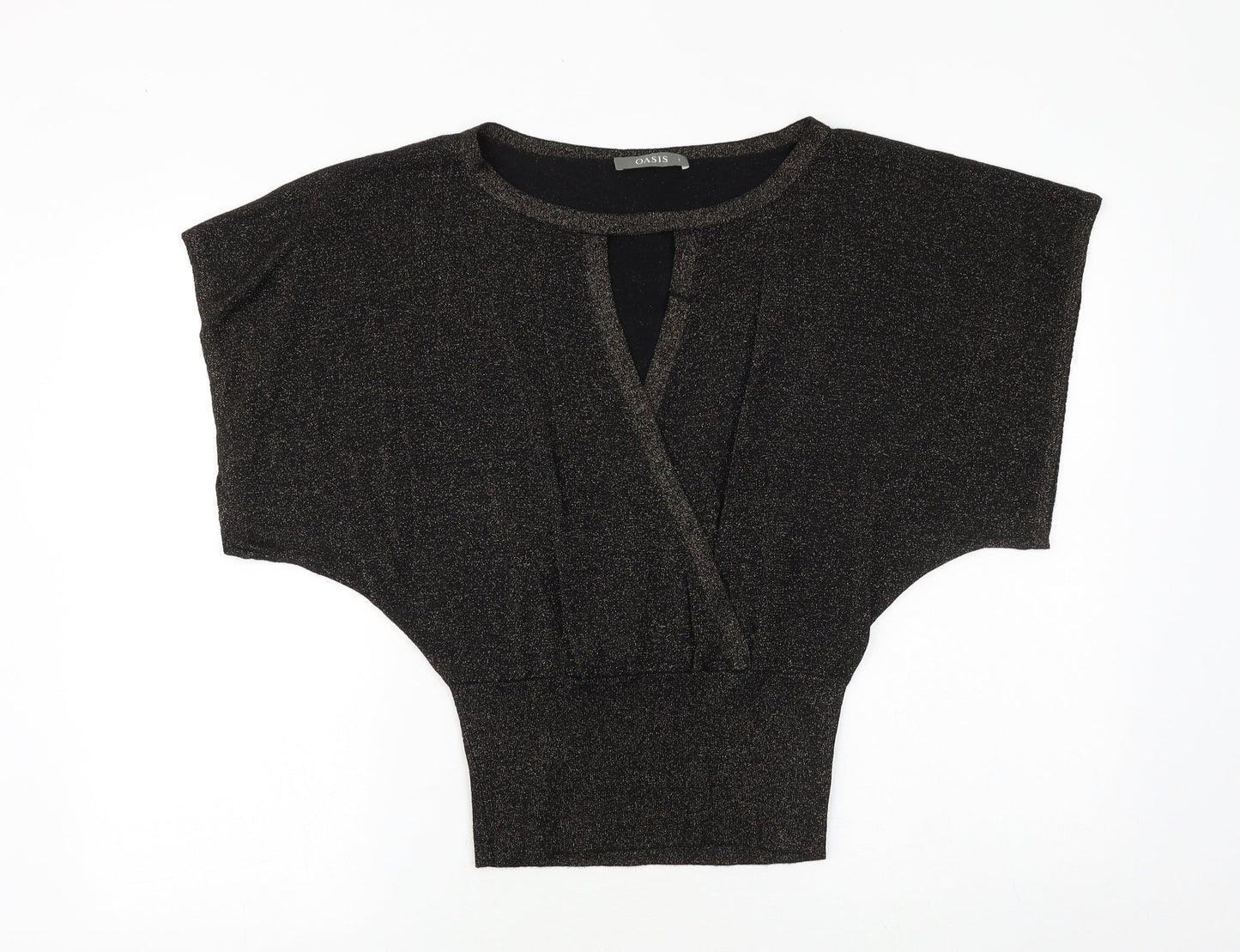 Oasis Womens Black Boat Neck Viscose Pullover Jumper Size S - Cut Out Detail