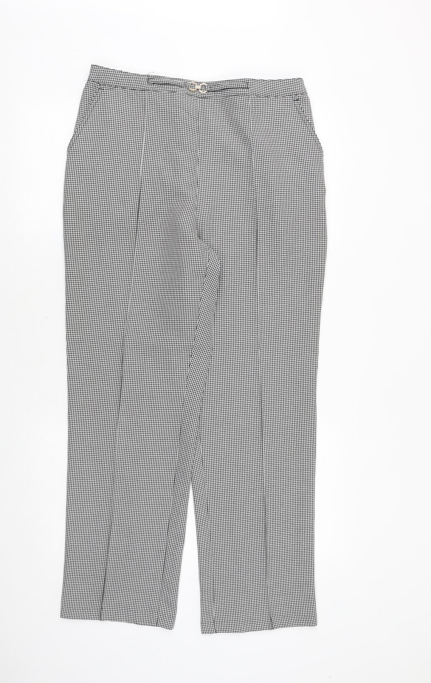 Damart Womens Black Geometric Polyester Trousers Size 16 Regular