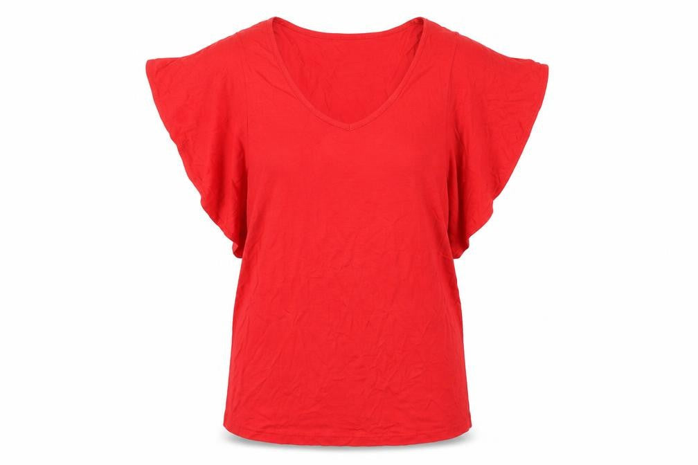 Body Flirt Womens Red Viscose Tunic T-Shirt Size S V-Neck
