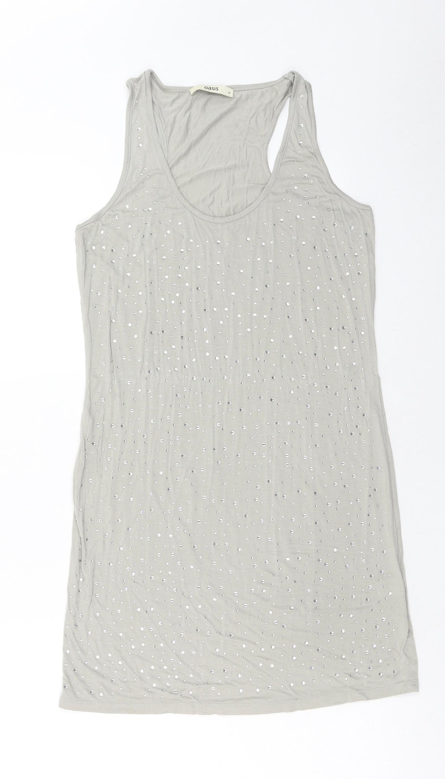 Oasis Womens Green Viscose Basic Tank Size M Round Neck