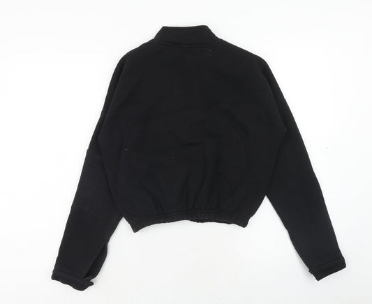 Select Womens Black Cotton Pullover Sweatshirt Size S Zip