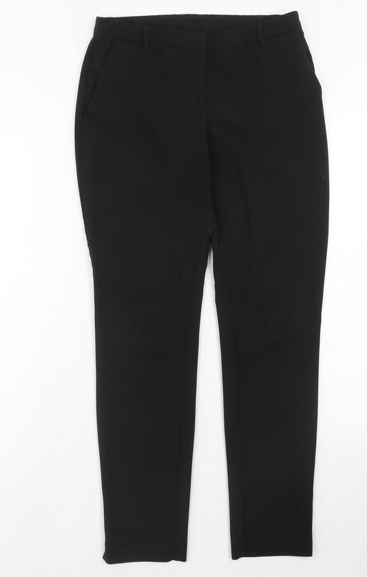 New Look Womens Black Polyester Chino Trousers Size 8 Regular Hook & Eye