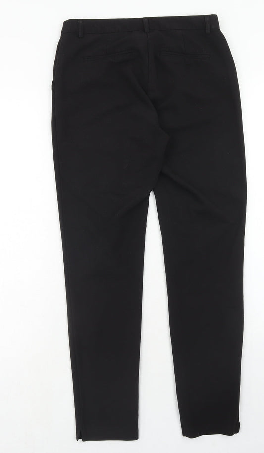 New Look Womens Black Polyester Chino Trousers Size 8 Regular Hook & Eye