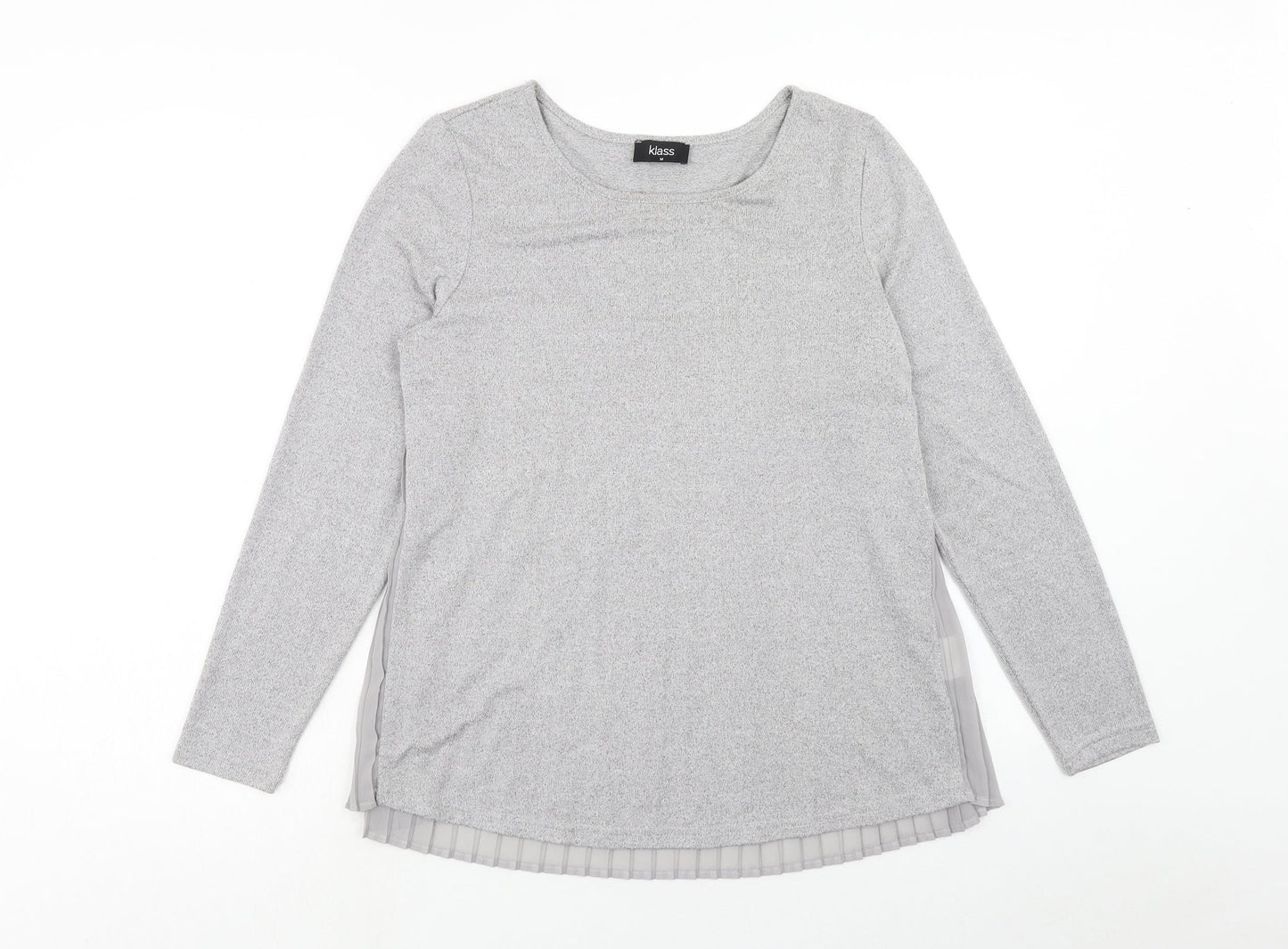 Klass Womens Grey Boat Neck Polyester Pullover Jumper Size M - Chiffon Detail